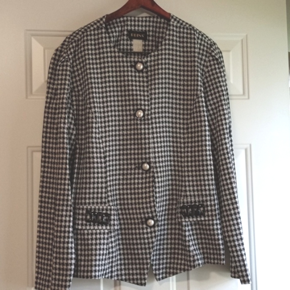 Women's Reina Lightweight Houndstooth Business Suit Jacket Size 12